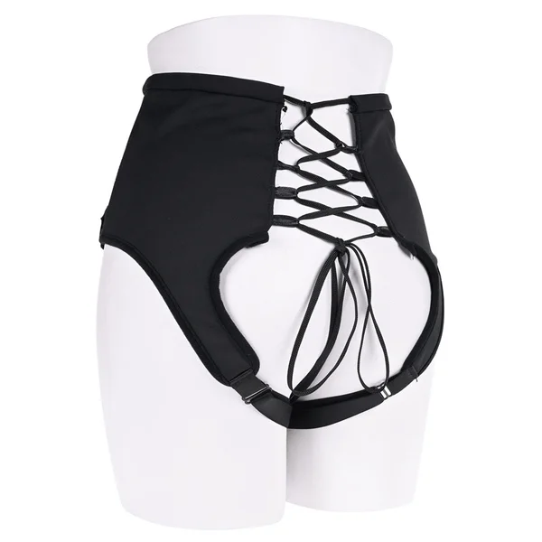 SPORTSHEETS High Waisted Corset Strap On - Black Adjustable Strap-On Harness (No Probe Included) — image 8 of 9