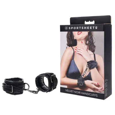 sportsheets velvet noir handcuffs black adjustable cuff restraints