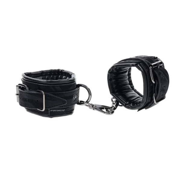 SPORTSHEETS Velvet Noir Handcuffs - Black Adjustable Cuff Restraints — image 6 of 9