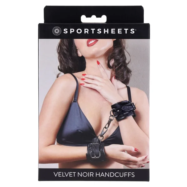 SPORTSHEETS Velvet Noir Handcuffs - Black Adjustable Cuff Restraints — image 9 of 9