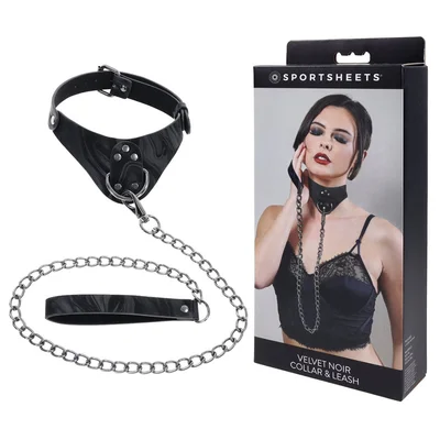 sportsheets velvet noir collar leash black restraint leash