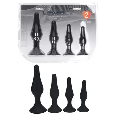 levelz slim silicone anal plug kit of 4 black butt plugs set of 4 sizes