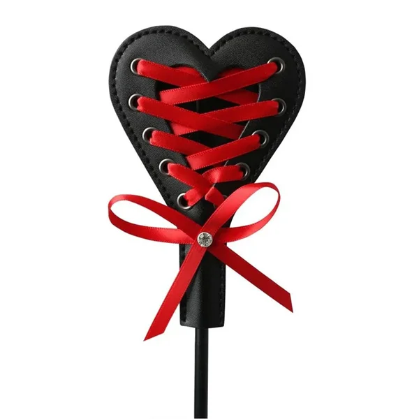 Sex & Mischief Heart Beat Crop - Black/Red 37.5 cm Crop Whip — image 4 of 5