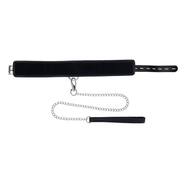 EDGE Collar & Leash - Black Neck Restraint with Heavy Duty Metal Leash