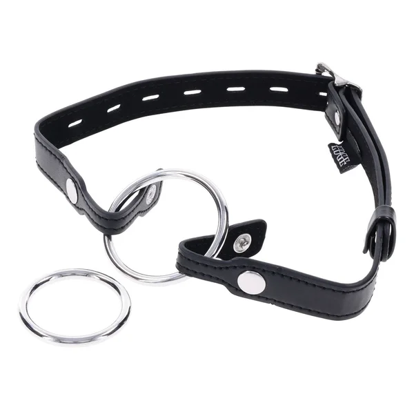 EDGE Interchangeable Ring Gag - Black Mouth Gag Restraint with 2 Interchangeable Pieces — image 8 of 9