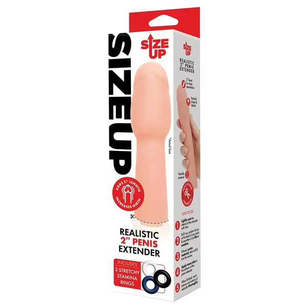Size Up Realistic 2 Inch Penis Extender - Flesh 5 cm (2'') Penis Extension Sleeve — image 6 of 6