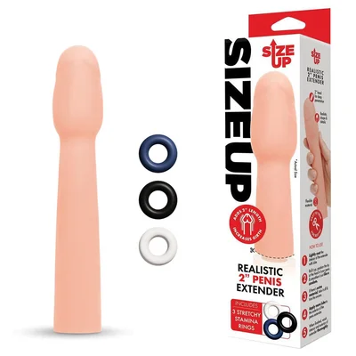 size up realistic 2 inch penis extender flesh 5 cm 2 penis extension sleeve