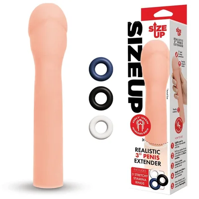 size up realistic 3 penis extender flesh 76 cm 3 penis extension sleeve
