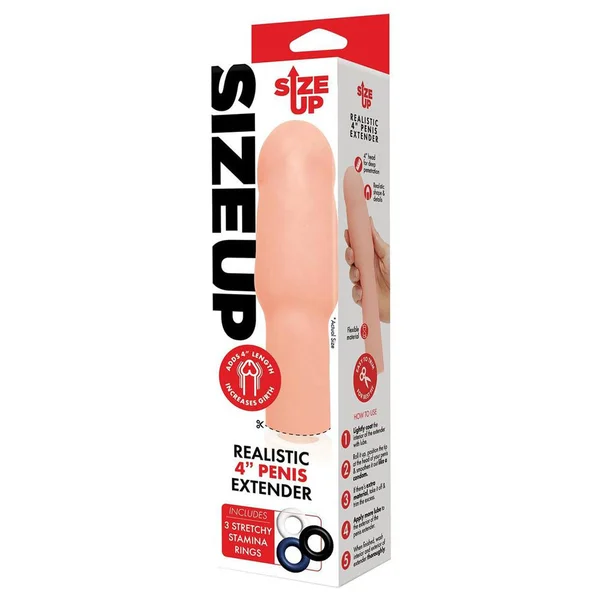 Size Up Realistic 4 Inch Penis Extender - Flesh 10.1 cm (4'') Penis Extension Sleeve — image 6 of 6