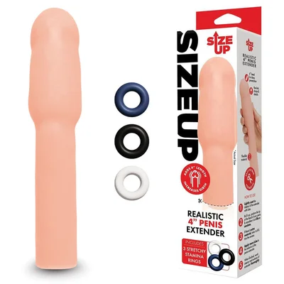 size up realistic 4 inch penis extender flesh 101 cm 4 penis extension sleeve