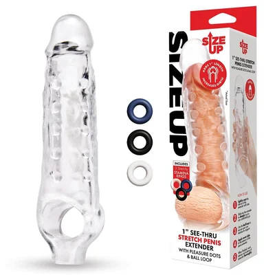 size up 1 inch see thru stretch penis extender clear 25 cm 1 penis extension sleeve