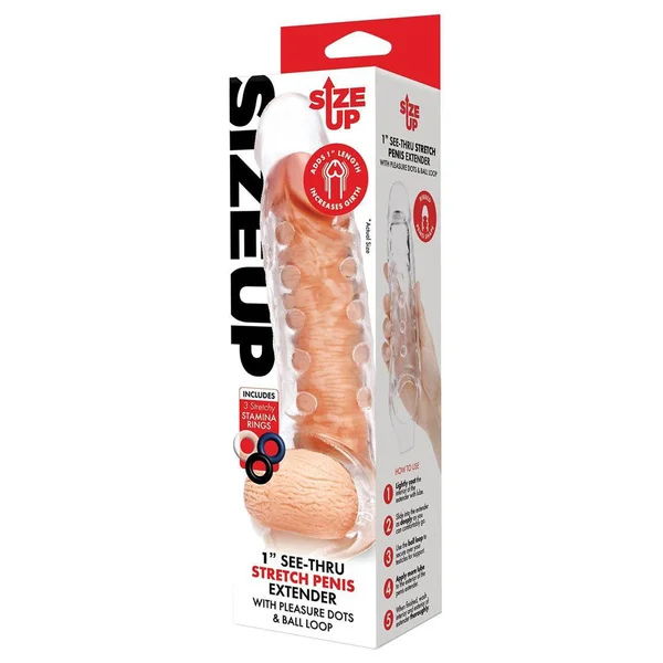 Size Up 1 Inch See-Thru Stretch Penis Extender - Clear 2.5 cm (1'') Penis Extension Sleeve — image 7 of 7