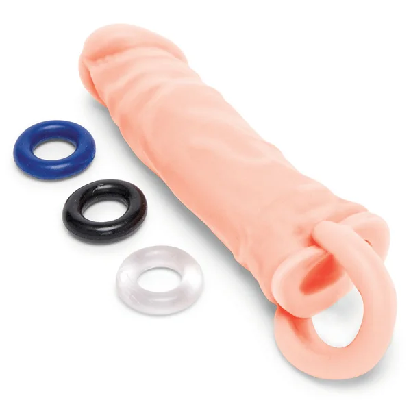 Size Up Realistic 1 Inch Penis Extender - Flesh - Flesh 2.5 cm (1'') Penis Extension Sleeve — image 5 of 7