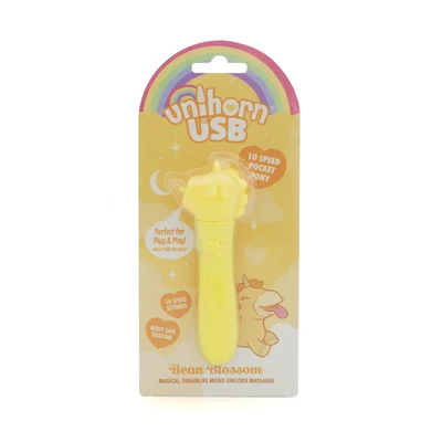 unihorn usb bullet bean blossom yellow usb rechargeable vibrating bullet