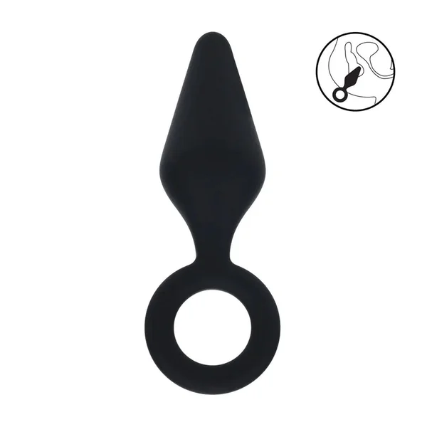 LEVELZ Silicone Anal Plug with Loop - Medium - Black - Black Medium Butt Plug — image 2 of 8