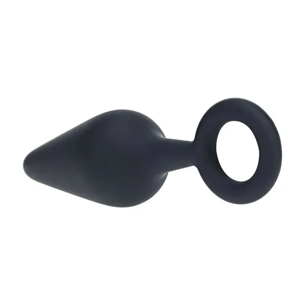 LEVELZ Silicone Anal Plug with Loop - Medium - Black - Black Medium Butt Plug — image 4 of 8