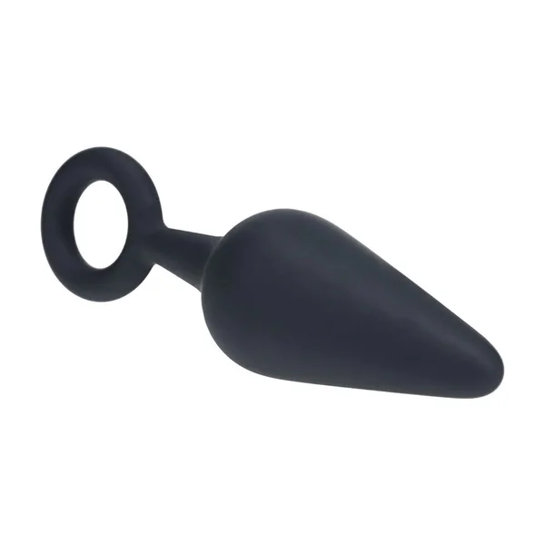 LEVELZ Silicone Anal Plug with Loop - Medium - Black - Black Medium Butt Plug — image 3 of 8