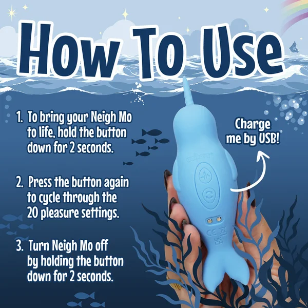 Unihorn of the Sea - Neigh Mo - The Narwhal - Blue USB Rechargeable Dual Motor Stimulator — image 4 of 8