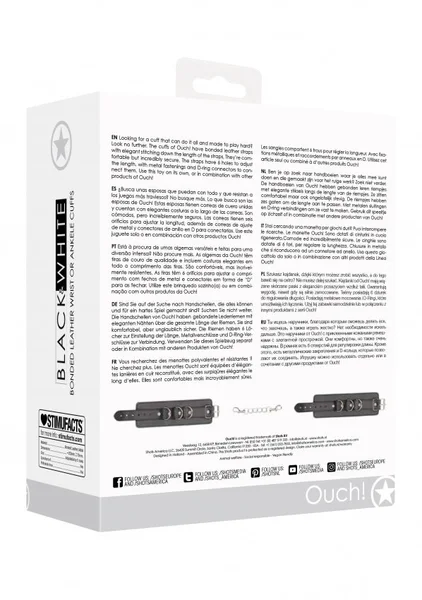 Ouch Black & White Bonded Leather Wrist or Ankle Cuffs — image 4 of 6