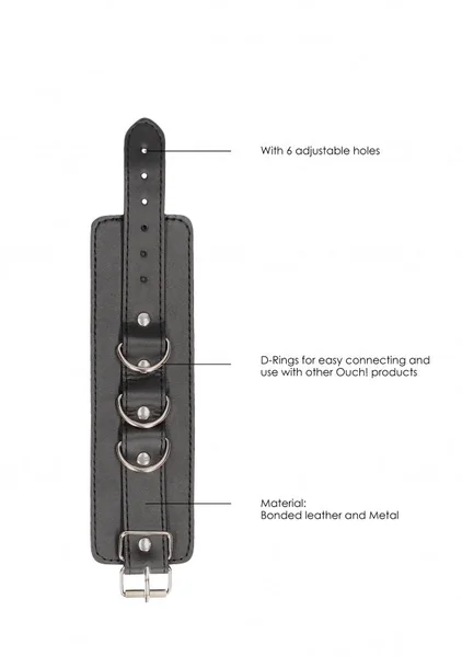 Ouch Black & White Bonded Leather Wrist or Ankle Cuffs — image 5 of 6