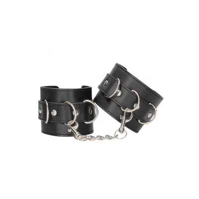 ouch black white bonded leather wrist or ankle cuffs