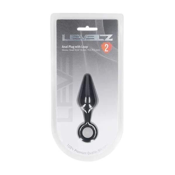 LEVELZ Silicone Anal Plug with Loop - Small - Black - Black Small Butt Plug — image 7 of 8
