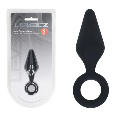 levelz silicone anal plug with loop small black black small butt plug