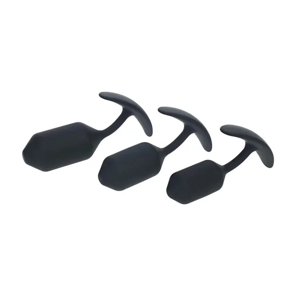 LEVELZ Silicone Weighted Anal Plug Training Set - Black Weighted Butt Plugs - Set of 3 Sizes — image 3 of 7