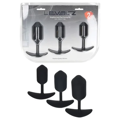 levelz silicone weighted anal plug training set black weighted butt plugs set of 3 sizes