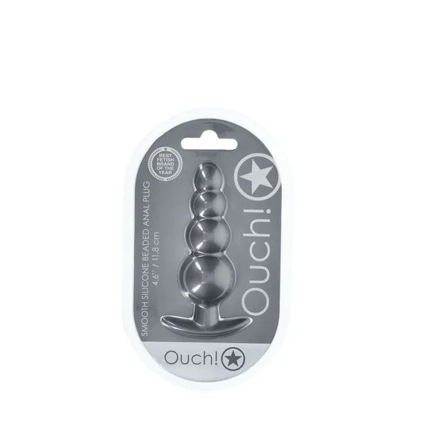 OUCH! Beaded Anal Plug - Gun Metal - Gun Metal Grey 11.7 cm Butt Plug — image 3 of 5