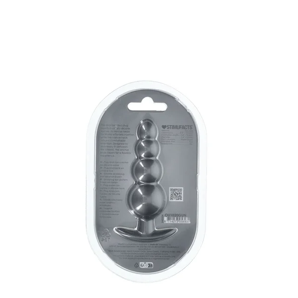 OUCH! Beaded Anal Plug - Gun Metal - Gun Metal Grey 11.7 cm Butt Plug — image 4 of 5