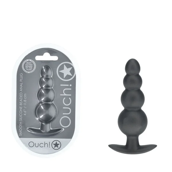OUCH! Beaded Anal Plug - Gun Metal - Gun Metal Grey 11.7 cm Butt Plug — image 5 of 5