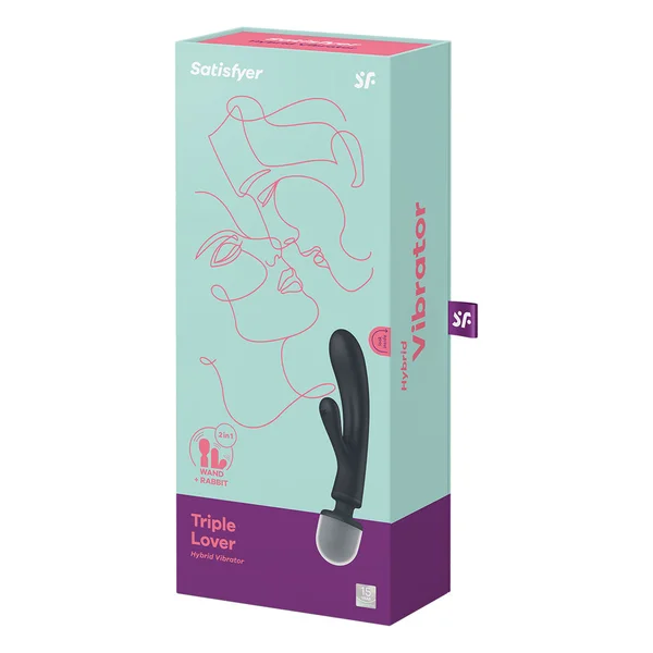 Satisfyer Triple Lover - Grey USB Rechargeable Rabbit Vibrator and Massage Wand — image 8 of 8