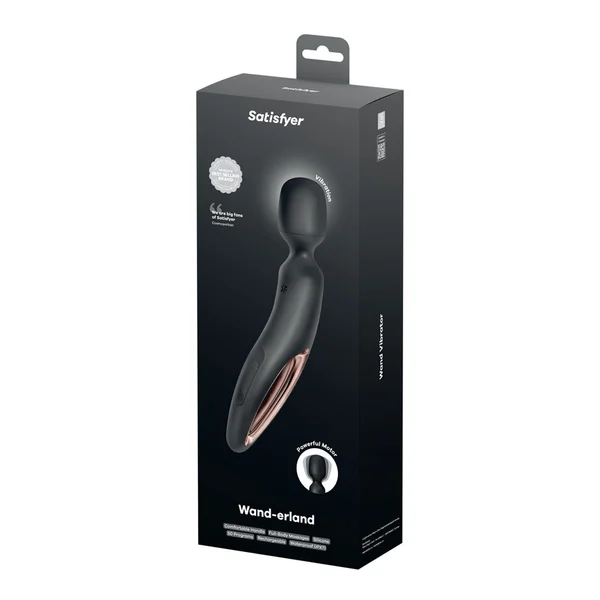 Satisfyer Wand-erland - Black - Black/Rose Gold USB Rechargeable Massage Wand — image 7 of 7