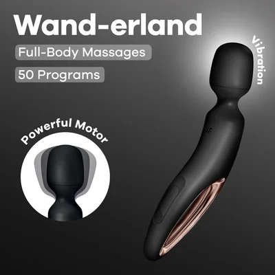satisfyer wand erland black blackrose gold usb rechargeable massage wand