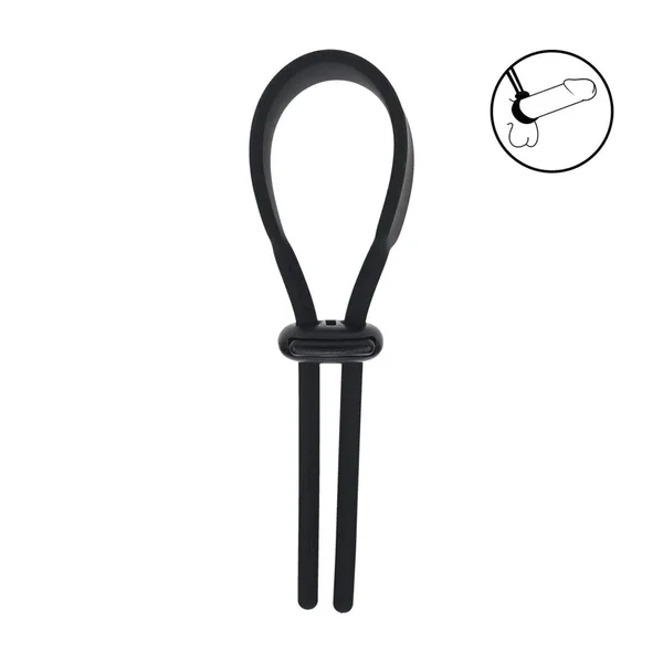 LEVELZ Wide Adjustable Silicone Lasso Cock Ring - Black Adjustable Cock Ring — image 2 of 7