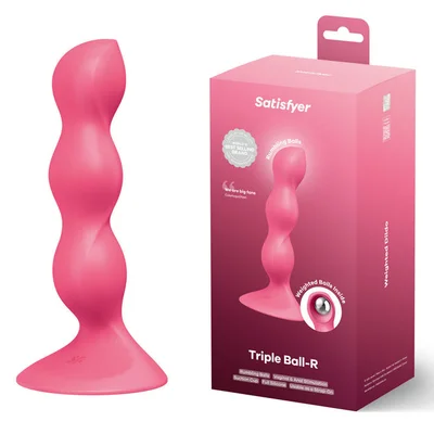 satisfyer triple ball r red red beaded anal plug