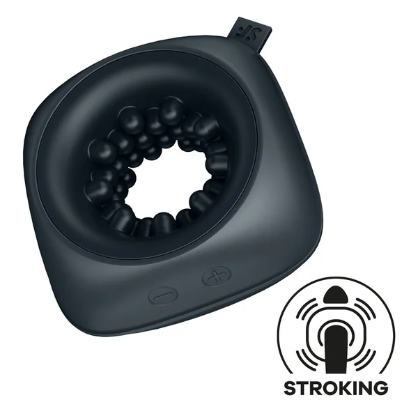 Satisfyer Ring Stroker - Black USB Rechargeable Vibrating Masturbator — image 2 of 7