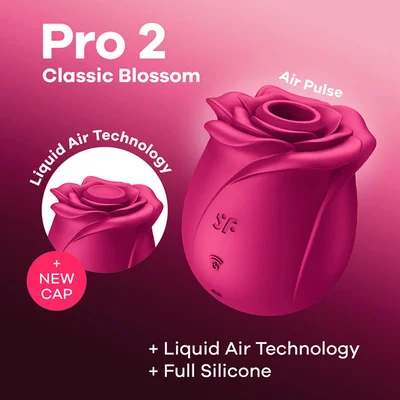 satisfyer pro 2 classic blossom red usb rechargeable air pulse rose stimulator