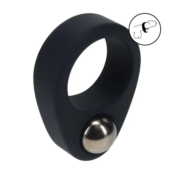 LEVELZ Single Weighted Ball Cock Ring - Black - Black Weighted Cock Ring — image 2 of 7