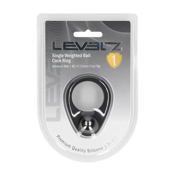 LEVELZ Single Weighted Ball Cock Ring - Black - Black Weighted Cock Ring — image 6 of 7