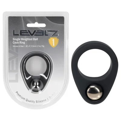 levelz single weighted ball cock ring black black weighted cock ring
