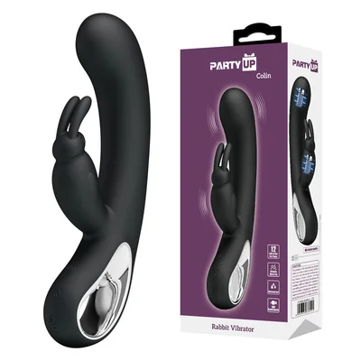party up colin rabbit vibe black black 21 cm usb rechargeable rabbit vibrator