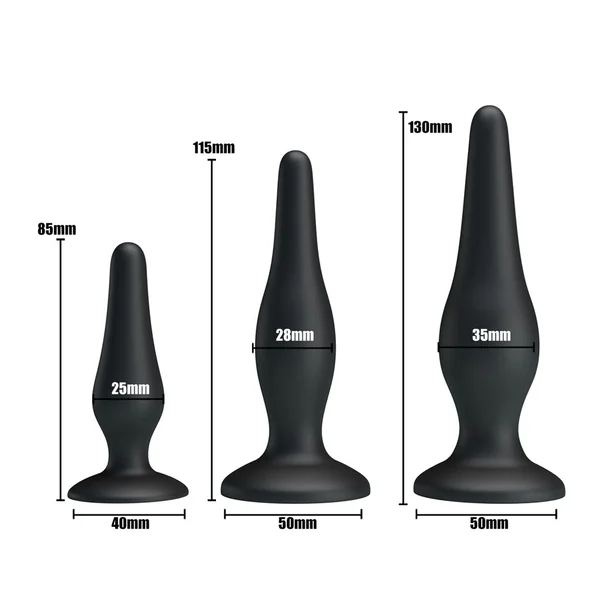 Party Up JERRY Butt Plug Set - Black Butt Plugs - Set of 3 Sizes