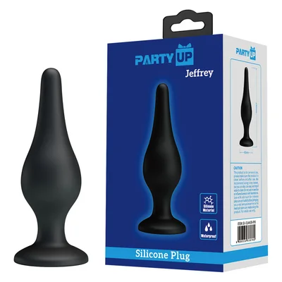 party up jeffrey butt plug black 14 cm butt plug