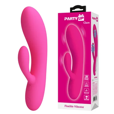 party up clare flexible vibe pink pink 169 cm usb rechargeable rabbit vibrator