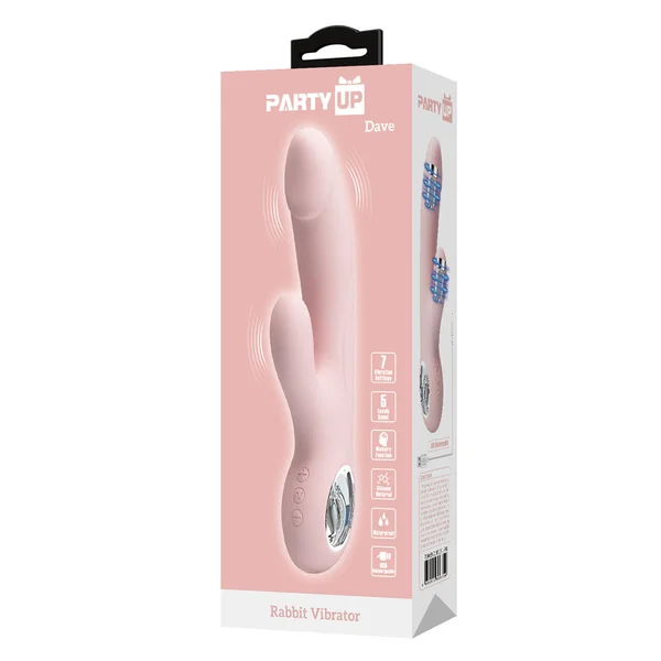 Party Up DAVE Rabbit Vibe - Pink - Pink 19 cm USB Rechargeable Rabbit Vibrator — image 8 of 8