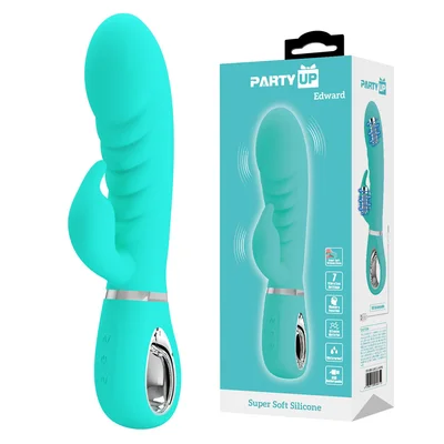 party up edward rabbit vibe teal teal 20 cm usb rechargeable rabbit vibrator