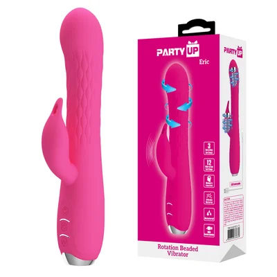 party up eric rotating beads vibrator pink pink 205 cm usb rechargeable rabbit vibrator with rotating bead shaft