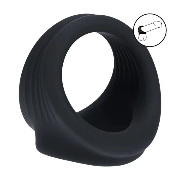 LEVELZ Silicone Cock & Ball Harness - Black - Black Cock & Ball Ring — image 2 of 8